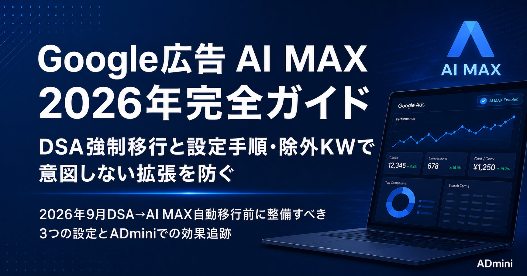 Google広告 AI MAX（AI最大化設定）2026年完全ガイド｜DSA移行・設定手順・除外設定で意図しない拡張を防ぐ方法
