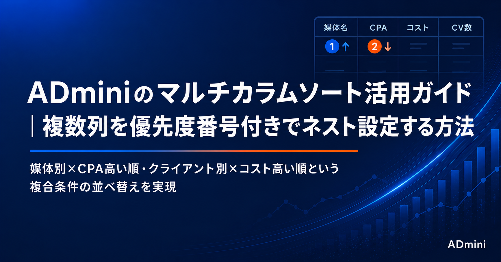 ADminiのマルチカラムソート活用ガイド｜複数列を優先度番号付きでネスト設定して分析を効率化する方法