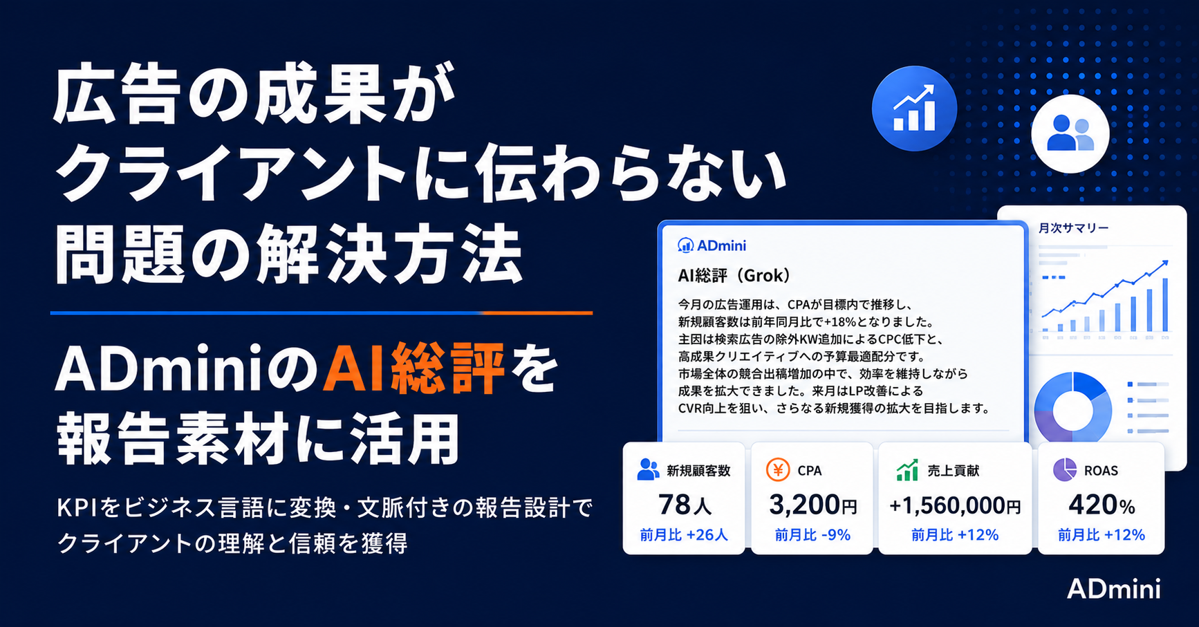 広告の成果がクライアントに伝わらない問題の解決方法｜数字の見せ方とADminiのレポートでの報告改善手順
