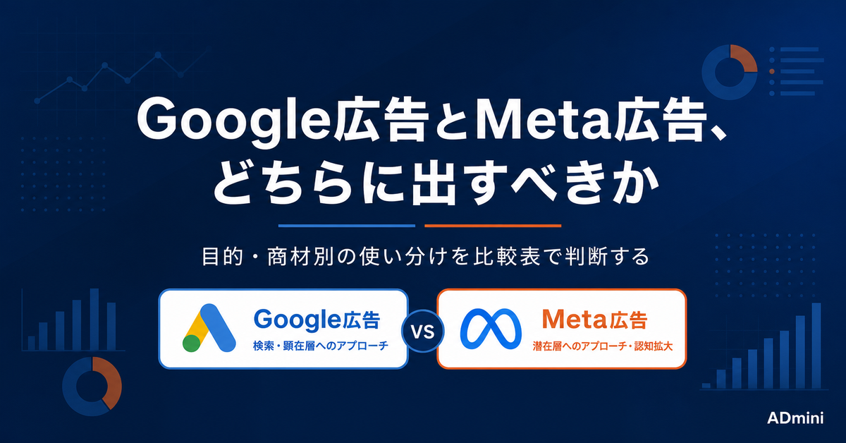 Google広告とMeta広告はどちらに出すべきか｜目的・商材別の使い分けを比較表で判断する