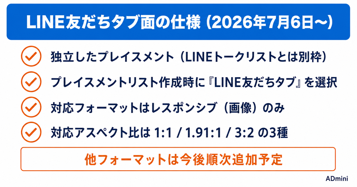 LINE広告に「友だちタブ」面が追加された｜配信先の確認と成果の切り分け手順