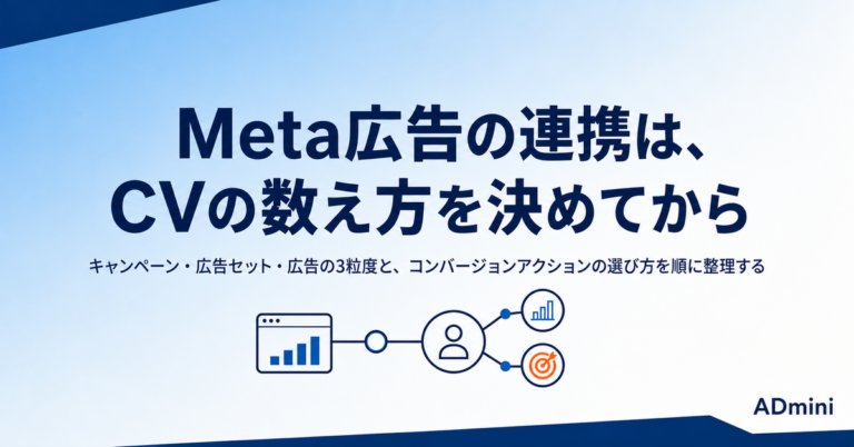 ADminiのMeta広告連携ガイド｜キャンペーン・広告セット・広告単位で取り込む設定とCVアクションの選び方