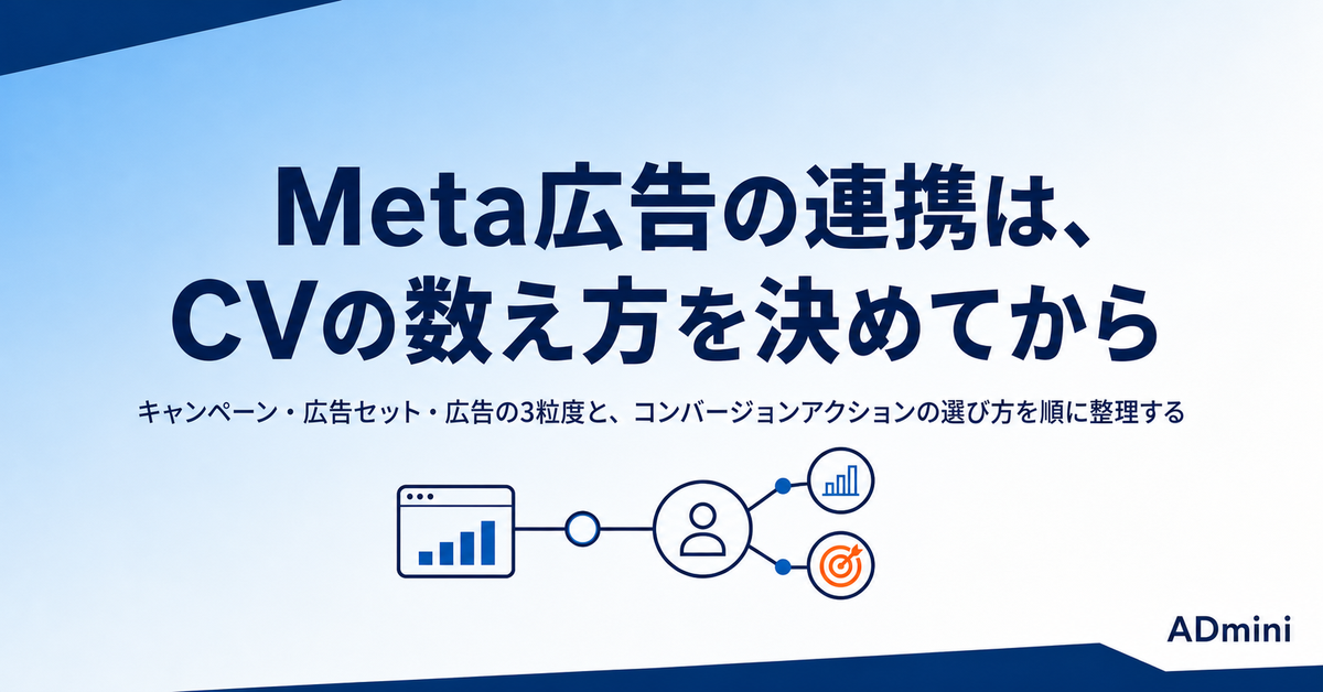 ADminiのMeta広告連携ガイド｜キャンペーン・広告セット・広告単位で取り込む設定とCVアクションの選び方