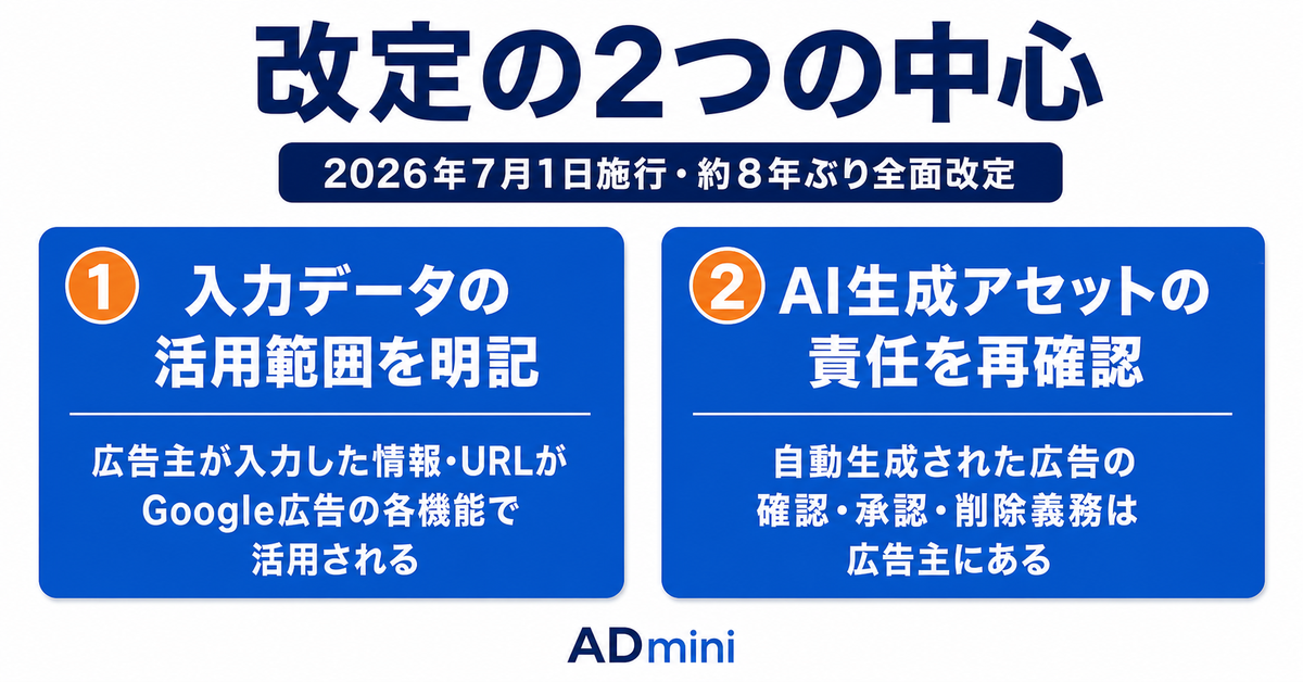 Google広告の利用規約が2026年7月に改定された｜AI自動化とデータ利用の明確化で運用者が確認すべきこと