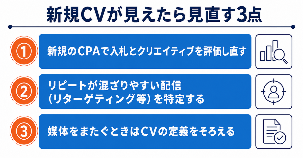 MetaのCV数に新規とリピートが混ざっていた｜「最初のコンバージョン」で本当の新規獲得コストを見分ける