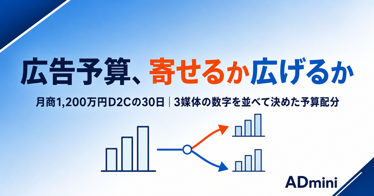 広告予算を1媒体に寄せるか3媒体に配るか｜月商1,200万円のD2Cが数字を並べて決めた話