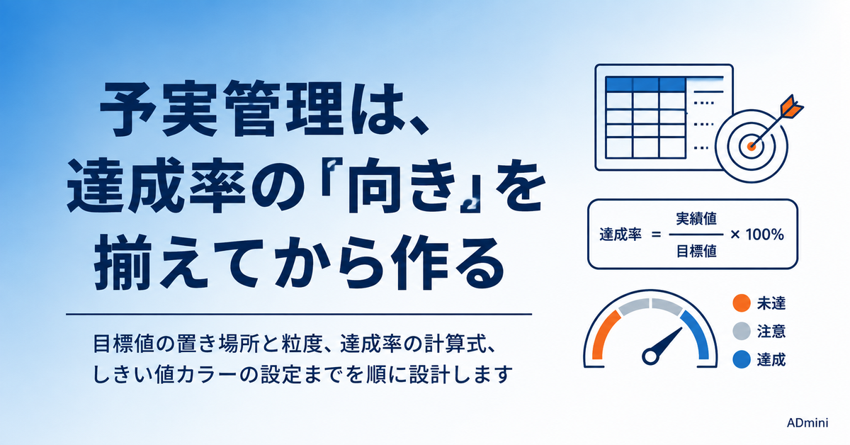 ADminiで予実管理ダッシュボードを作る手順|目標値の持ち方と、達成率を色で見分ける設計