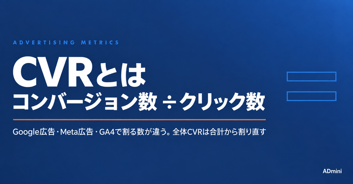 CVRとは｜コンバージョン率の計算式と目安の出し方、CTRとの違いと、媒体ごとに分母が違う問題