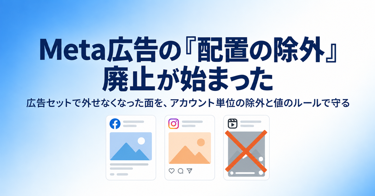 Meta広告の「配置の除外」廃止が始まった｜広告セットで外せなくなった面を、アカウント単位の除外と値のルールで守る