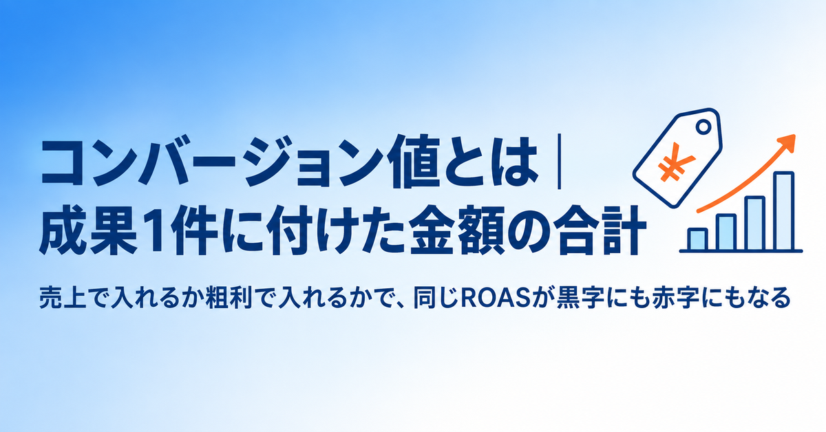 コンバージョン値とは｜コンバージョン数との違いと、値の決め方で目標ROASの意味が変わる理由